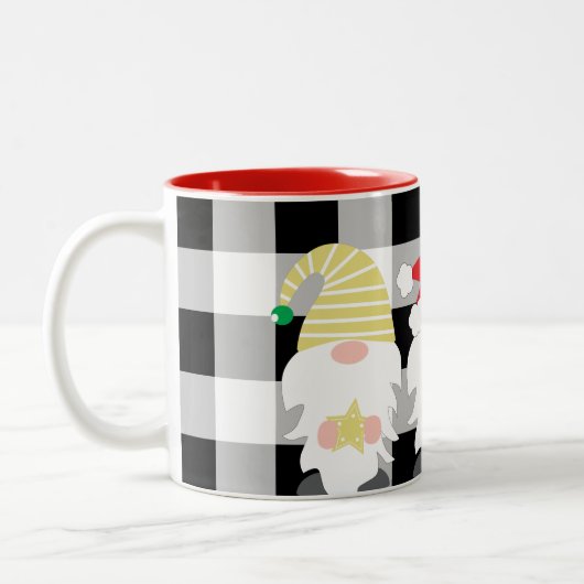 クリスマス格言ホームデコールとバッファローチェック ツートーンマグカップ (左)