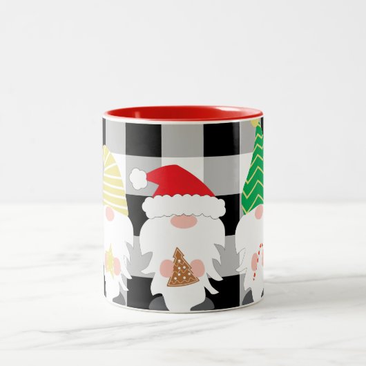 クリスマス格言ホームデコールとバッファローチェック ツートーンマグカップ (中央)