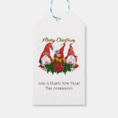 クリスマス格言ポインセチアお洒落ウッドランド ギフトタグ (正面)