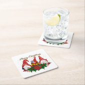 クリスマス格言ポインセチアお洒落ウッドランド スクエアペーパーコースター (インサイチュ)