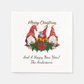 クリスマス格言ポインセチアお洒落ウッドランド スタンダードカクテルナプキン (正面)