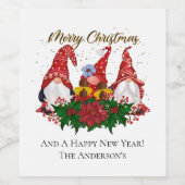 クリスマス格言ポインセチアお洒落ウッドランド ワインラベル (シングルラベル)