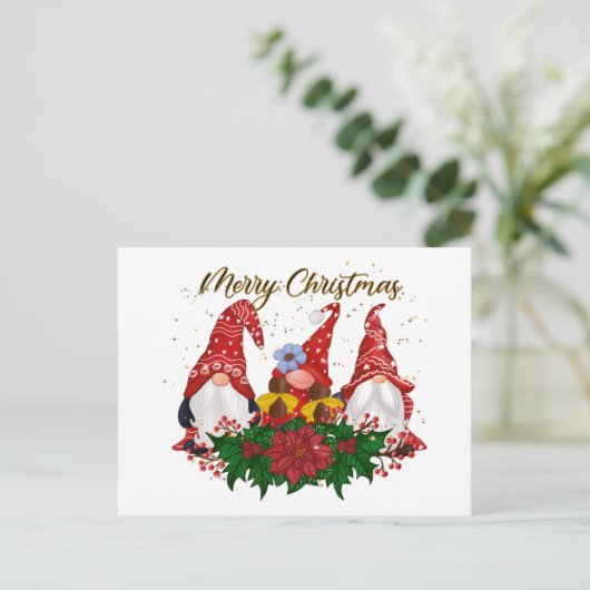 クリスマス格言ポインセチアトレンディークリスマス ポストカード (スタンド正面)