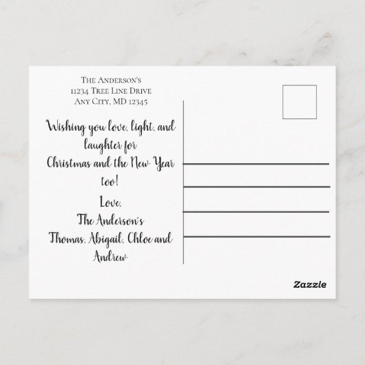 クリスマス格言ポインセチアトレンディークリスマス ポストカード (裏面)