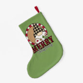 クリスマス格言メリークリスマスグリーン スモールクリスマスストッキング (裏面 (吊り時))