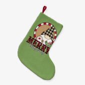 クリスマス格言メリークリスマスグリーン スモールクリスマスストッキング (正面 (吊り時))