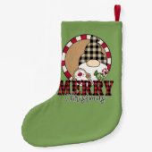 クリスマス格言メリークリスマスグリーン スモールクリスマスストッキング (裏面)