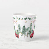 クリスマス格言メリー明るい赤トラック星樹 カフェラテマグ (正面)