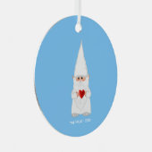 クリスマス格言ライトブルーにハートを保持 メタルオーナメント (正面右)
