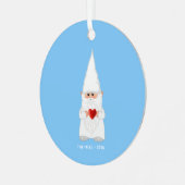 クリスマス格言ライトブルーにハートを保持 メタルオーナメント (正面左)