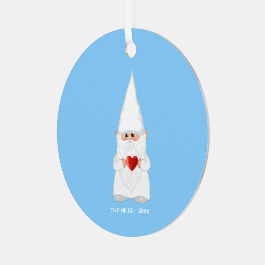 クリスマス格言ライトブルーにハートを保持 メタルオーナメント (正面左)