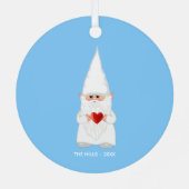 クリスマス格言ライトブルーにハートを保持 メタルオーナメント (裏面)