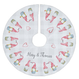 クリスマス格言ラブウォーター色モノグラムの ブラッシュドポリエステルツリースカート