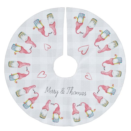 クリスマス格言ラブウォーター色モノグラムの ブラッシュドポリエステルツリースカート (正面)