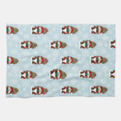 クリスマス格言レッドグリーンかわいい キッチンタオル (横)