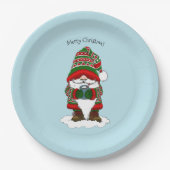 クリスマス格言レッドグリーンかわいい ペーパープレート (正面)