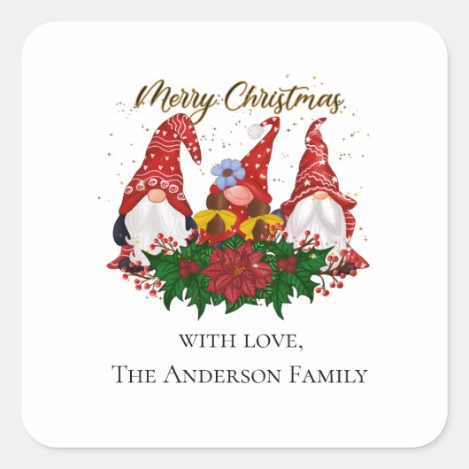 クリスマス格言レッドグリーンフェスティバルトレンディー スクエアシール (正面)