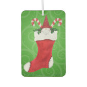 クリスマス格言レッドハットのストッキングでグリーンスワール カーエアーフレッシュナー (正面)