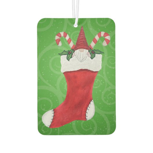クリスマス格言レッドハットのストッキングでグリーンスワール カーエアーフレッシュナー (裏面)