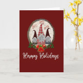 クリスマス格言レッドハッピーホリデ素朴ーズ、プレイド カード (黄色い花)