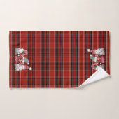 クリスマス格言レッドプレイドラブジョイピースグレー バスタオルセット (ハンドタオル)