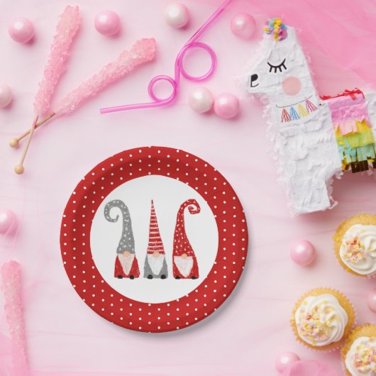 クリスマス格言レッド水玉模様フェスティバル ペーパープレート (パーティー)