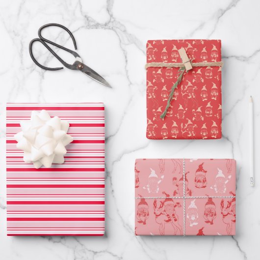 クリスマス格言レッド&ピンクホリデー ラッピングペーパーシート (正面)