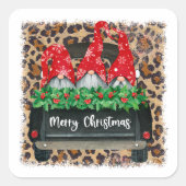 クリスマス格言ヴィンテージトラック スクエアシール (正面)