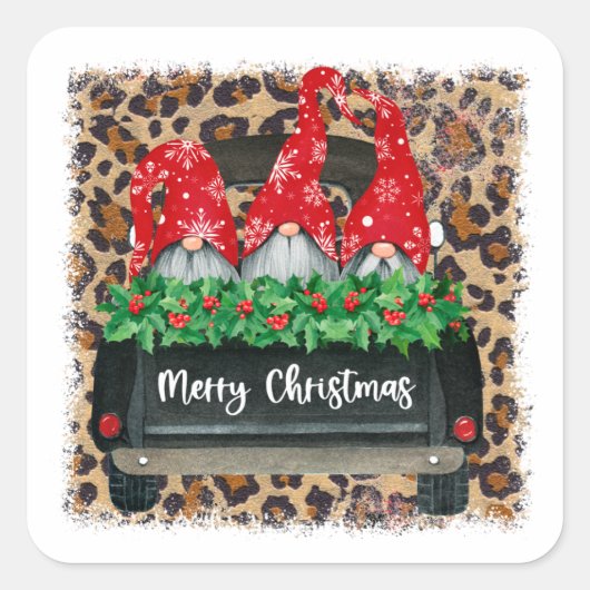 クリスマス格言ヴィンテージトラック スクエアシール (正面)