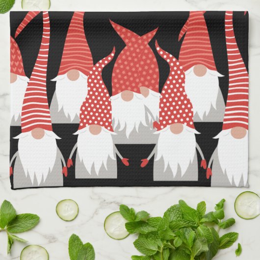 クリスマス格言休日小人かわいい季節のクリスマス キッチンタオル (折り畳み)