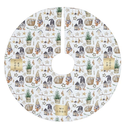 クリスマス格言北欧の農家のビジネスロゴ ブラッシュドポリエステルツリースカート (正面)