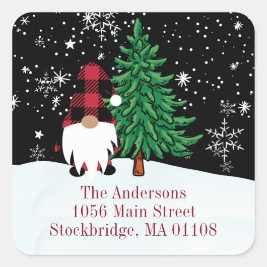 クリスマス格言差出人住所ラベル スクエアシール (正面)