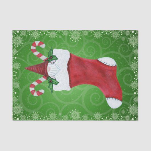 クリスマス格言白ひげ帽子インストッキンググリーン 薄葉紙 (正面)