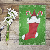 クリスマス格言白ひげ帽子インストッキンググリーン 薄葉紙