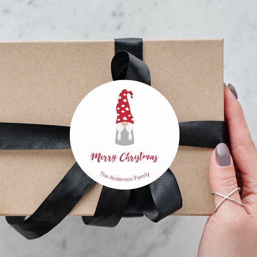 クリスマス格言赤いホワイトファミリー名かわいい ラウンドシール