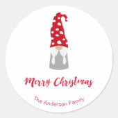 クリスマス格言赤いホワイトファミリー名かわいい ラウンドシール (正面)