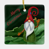 クリスマス格言赤と緑の宝石グ素朴ラム セラミックオーナメント (正面)