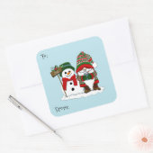 クリスマス格言雪だるまかわいい スクエアシール (封筒)
