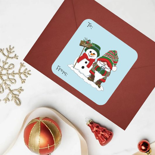 クリスマス格言雪だるまかわいい スクエアシール