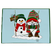 クリスマス格言雪だるまかわいい ラージペーパーバッグ (正面)
