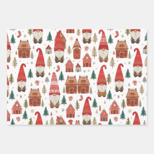 クリスマス格言&ジンジャーブレッドノルディックビレッジ ラッピングペーパーシート (正面)