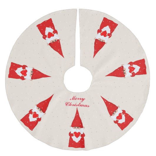 クリスマス格言&スノーフレーク・オンアイボリー ブラッシュドポリエステルツリースカート (正面)