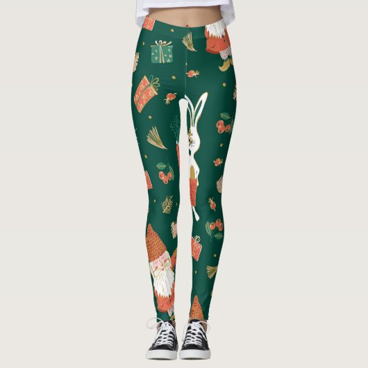 クリスマス格言、バニーホリデーパターン。 レギンス (正面)
