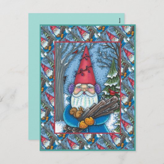 クリスマス格言、リス、ウッドペッカー&（鳥）ショウジョウコウカンチョウ シーズンポストカード (正面/裏面)