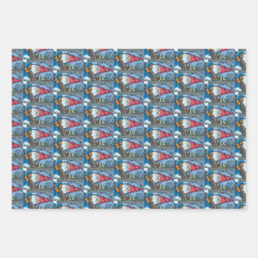 クリスマス格言、リス、ウッドペッカー&(鳥)ショウジョウコウカンチョウ ラッピングペーパーシート (正面2)