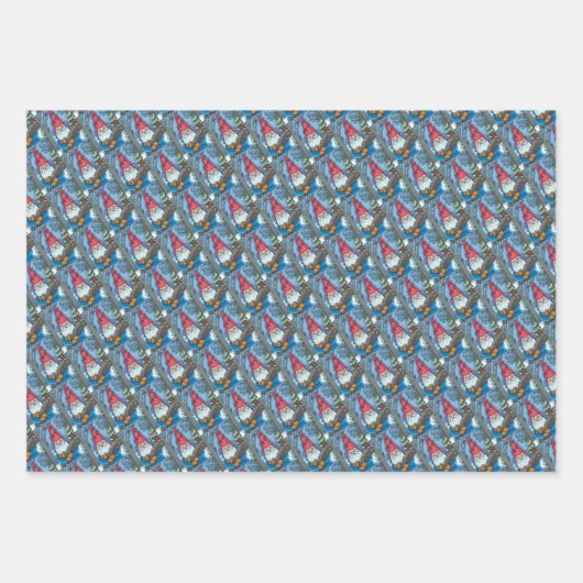 クリスマス格言、リス、ウッドペッカー&（鳥）ショウジョウコウカンチョウ ラッピングペーパーシート (正面)