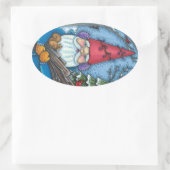 クリスマス格言、リス、ウッドペッカー&（鳥）ショウジョウコウカンチョウ 楕円形シール (バッグ)