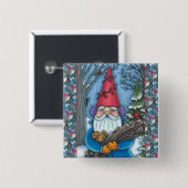 クリスマス格言、リス、ウッドペッカー&（鳥）ショウジョウコウカンチョウ 缶バッジ (正面&裏面)