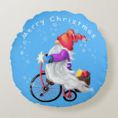 クリスマス格言（自転車とギフトラウンドピロー付） ラウンドクッション (正面)
