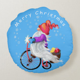 クリスマス格言(自転車とギフトラウンドピロー付) ラウンドクッション